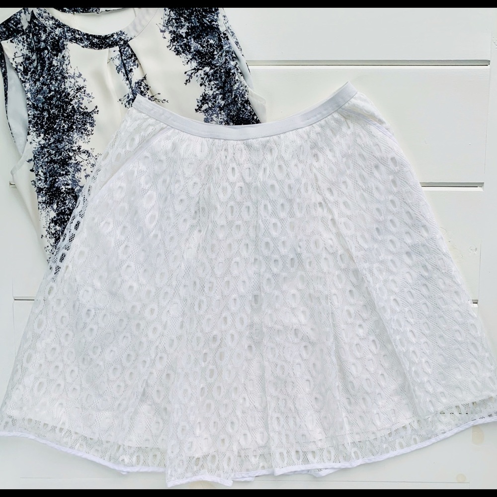 Maeve - pleated white lace overlay skirt